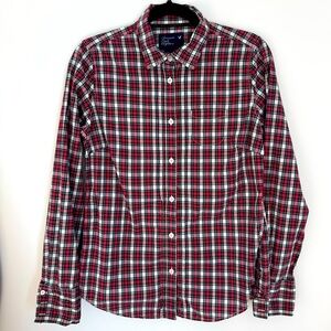 AMERICAN EAGLE button down shirt - Red and black tartan plaid SIZE 10